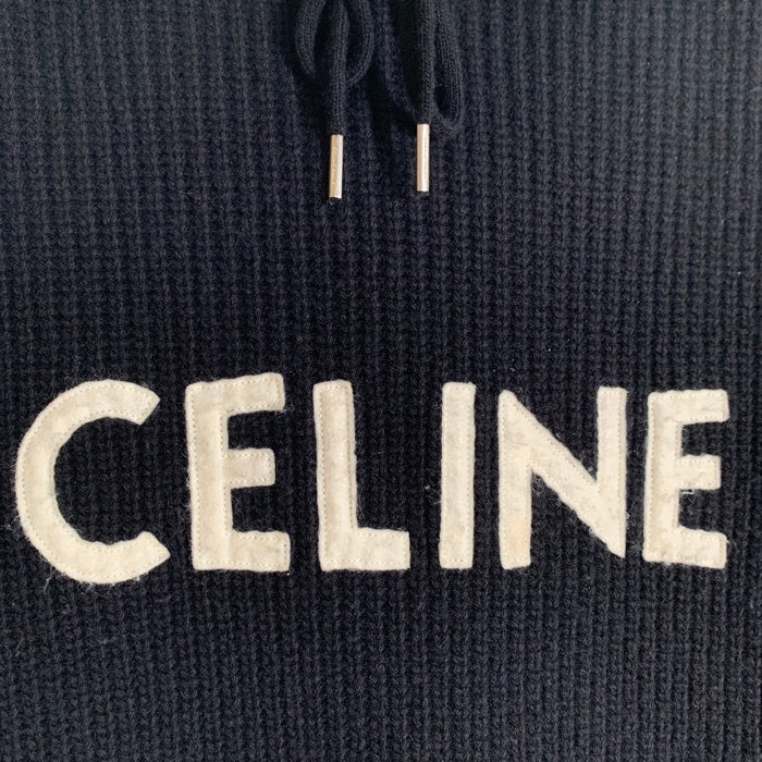 CELINE セリーヌ 21AW HOODED SWEATER IN RIBBED WOOL ニット ウール フーデッド プルオーバー パーカー フーディー ブラック 2A85W423P Size XS 福生店