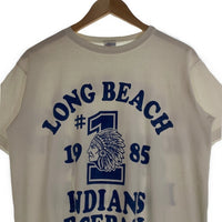 Champion チャンピオン T1011 LONG BEACH INDIANS BASEBALL プリント ヘビーウェイト 半袖 Tシャツ ホワイト USA製 Size M 福生店