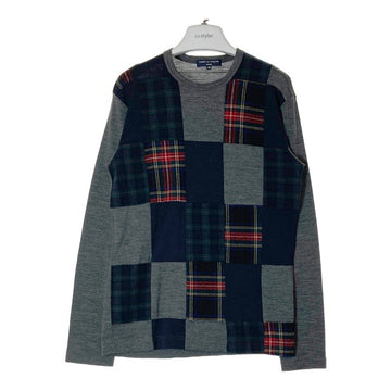 COMME des GARCONS HOMME コムデギャルソンオム HD-T013 AD2009 ウール パッチワーク セーター グレー×ネイビー sizeXS 瑞穂店
