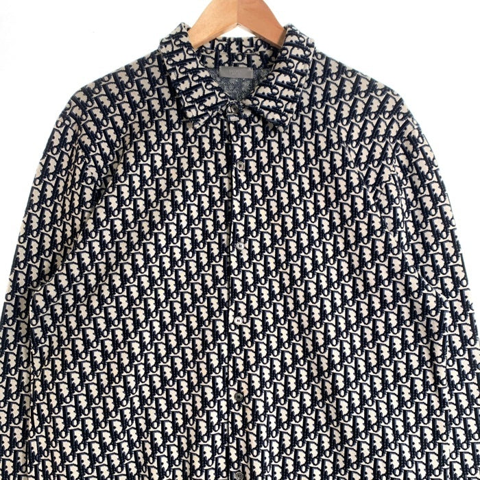 Christian Dior クリスチャンディオール Oblique Overshirt 長袖 ロングスリーブ オブリーク ジャガード オーバーシャツ ネイビー ホワイト 023M550AT099 Size XL 福生店