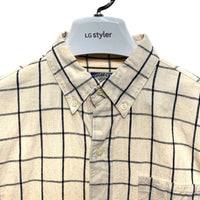 SUGAR CANE シュガーケーン SC36544 リネン混 ウィンドウペーン 七分丈 シャツ オフホワイト×ブラック ボタン付き sizeM 瑞穂店