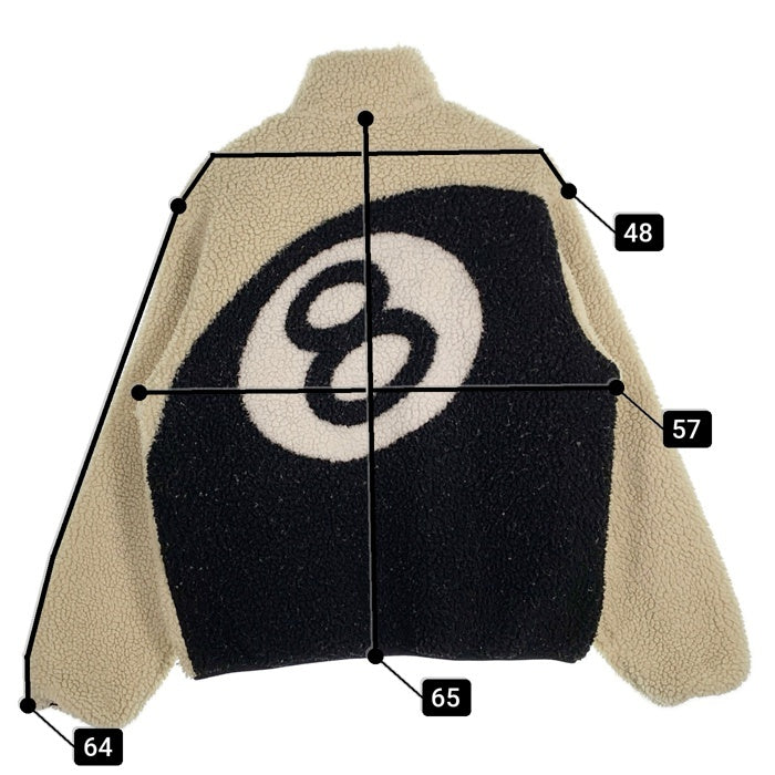 STUSSY ステューシー 8 Ball Sherpa Jacket エイトボール シェルパフリースジャケット ボア リバーシブル ナチュラル ブラック 118498 Size M 福生店