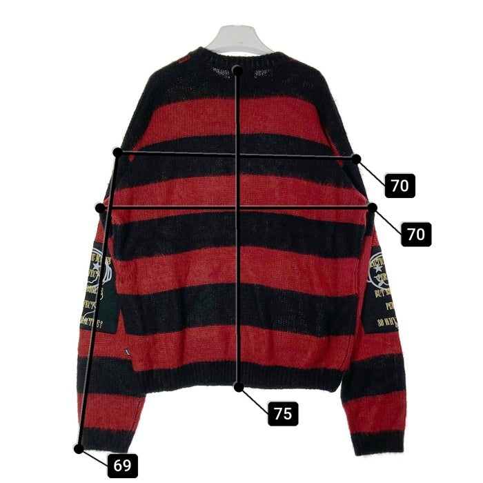 glamb グラム Terence border knit テレンズボーダーニットセーター レッド ブラック アクリル GB17WT/KNT09 Size 4 瑞穂店