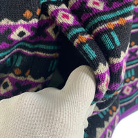 L.L.Bean エルエルビーン Sweater Fleece Pullover セーターフリースプルオーバー ジャケット ニット スナップ ブラック パープル Size XL-R 福生店