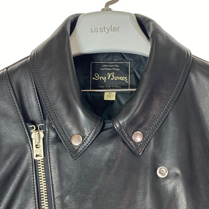 Dry Bones ドライボーンズ Twin Track Motorcycle Jacket ツイントラック モーターサイクルジャケット カウハイド ダブル ライダース ブラック size42 瑞穂店