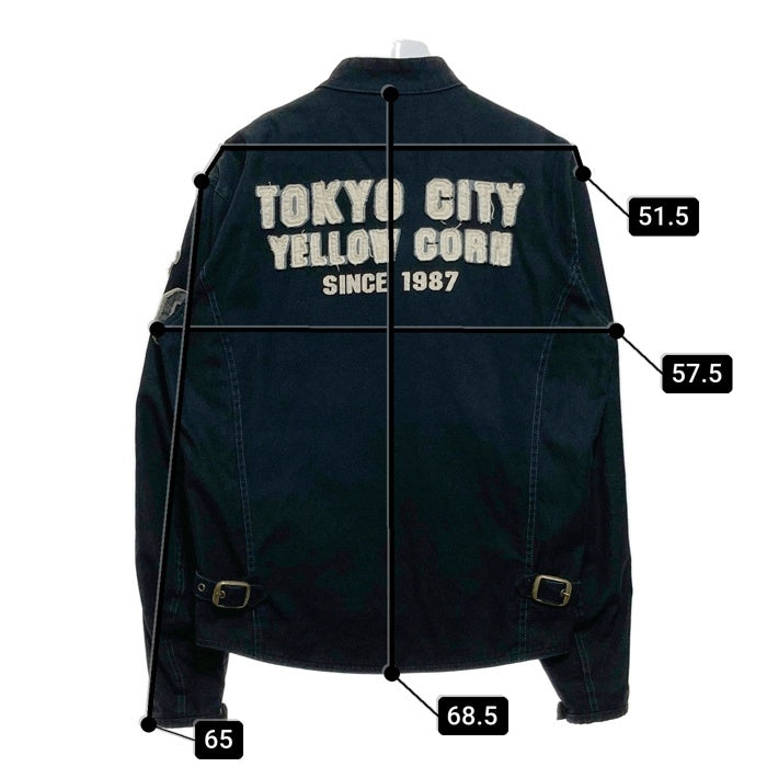 Yellow Corn イエローコーン コットン シングルライダースジャケット ブラック パッド類なし BB-1106 Size L 瑞穂店