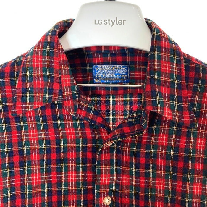 SIR PENDLETON サー ペンドルトン 70's USA製 ウールシャツ 片ポケット タータンチェック レッドxブルー sizeL 瑞穂店