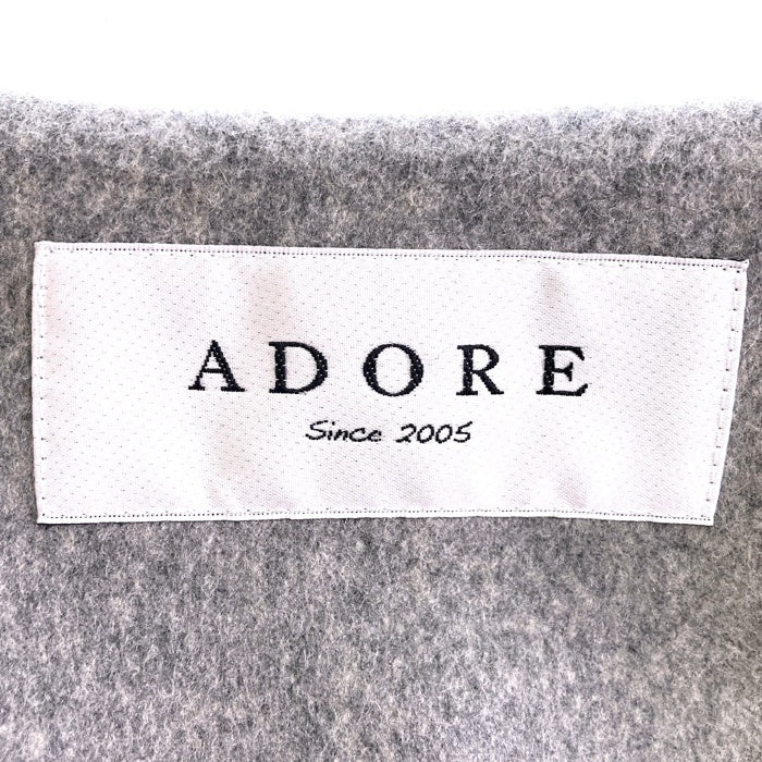 ADORE アドーア 531-5252124 ウール ノーカラー コート グレー size38 瑞穂店