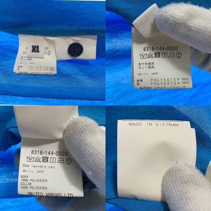 monkey time モンキータイム renu TRO KNIT COLLAR OPEN SHIRT ニットオープンカラー ショートスリーブシャツ ブルー 半袖 8316-144-0320 Size XL 福生店