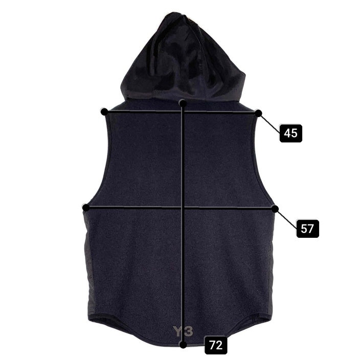 Y-3 ワイスリー M CH1 FLEECE VEST 切替 フリースベスト フード グレー GK4374 05/20 Size M 福生店