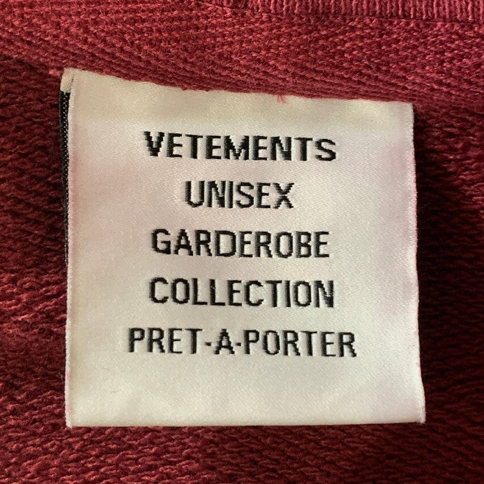 VETEMENTS ヴェトモン 21AW ダブルアナーキープリント プルオーバーパーカー ボルドー オーバーサイズ UA52TR820R Size XS 福生店
