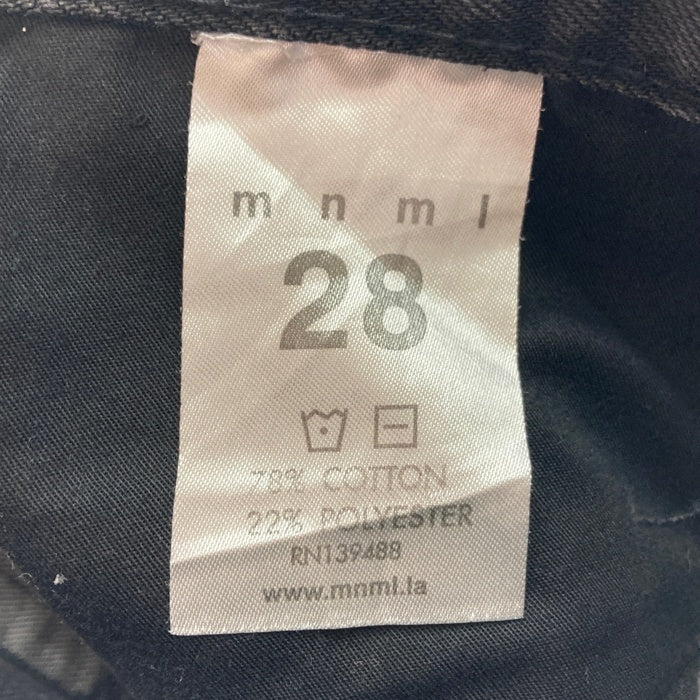 mnml ミニマル 裾ジップ ブリーチ ダメージデニム ブラック size28 瑞穂店
