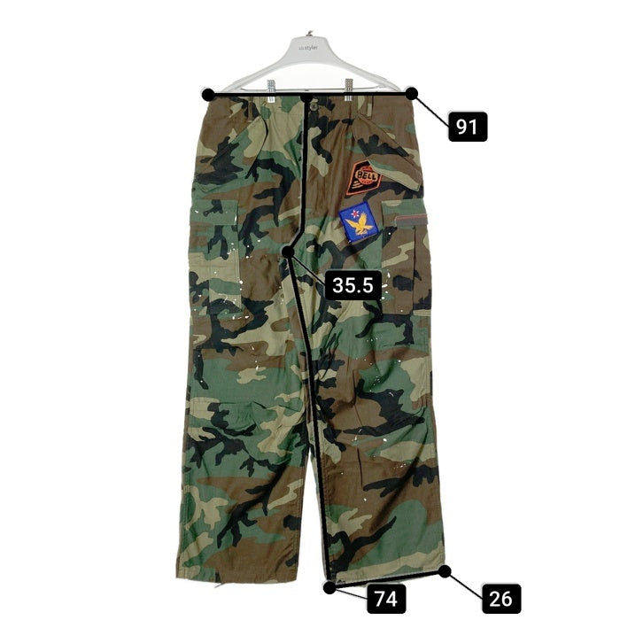 AVIREX アヴィレックス US.ARMY Trousers ペイント ワッペン リメイク カーゴパンツ ウッドランドカモ カーキ sizeL 瑞穂店