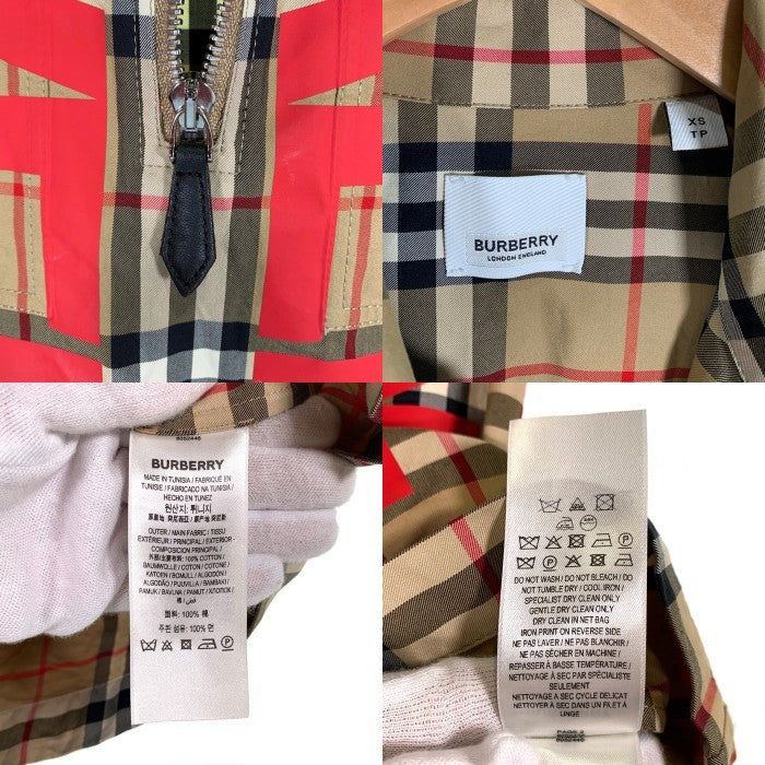 BURBERRY バーバリー 22SS Universal Passport ユニバーサルパスポート ノバチェック 半袖 ハーフジップ シャツ ベージュ Size XS 福生店