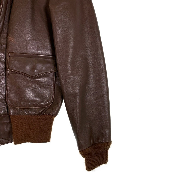 80's 90's AVIREX アヴィレックス EMAR ジップ Genuine Horsehide ホースハイド A-2 レザー フライト ジャケット ブラウン DRAWING NO. 30-1415, CONTRACT NO. 1978-01 USA製 Size 34 福生店