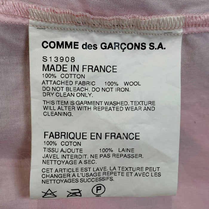 COMME des GARCONS SHIRT コムデギャルソンシャツ ウール切替 シャツ ピンク S13908 フランス製 Size S 福生店