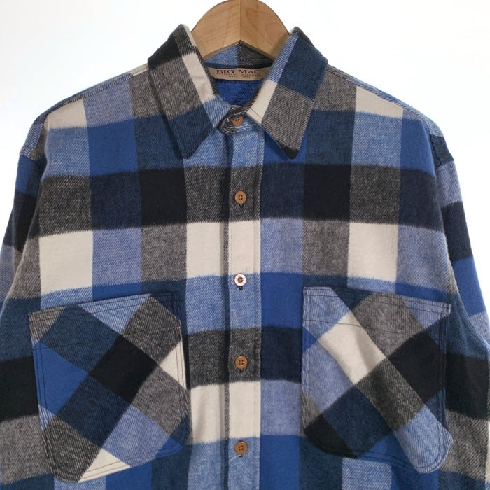 90's BIG MAC ビッグマック バッファローチェック フランネルシャツ ブルー USA製 94年 Size M-R 福生店