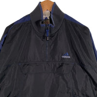 00's adidas アディダス ハーフジップ プルオーバージャケット アノラック リブ リップストップ ブラック Size L 福生店