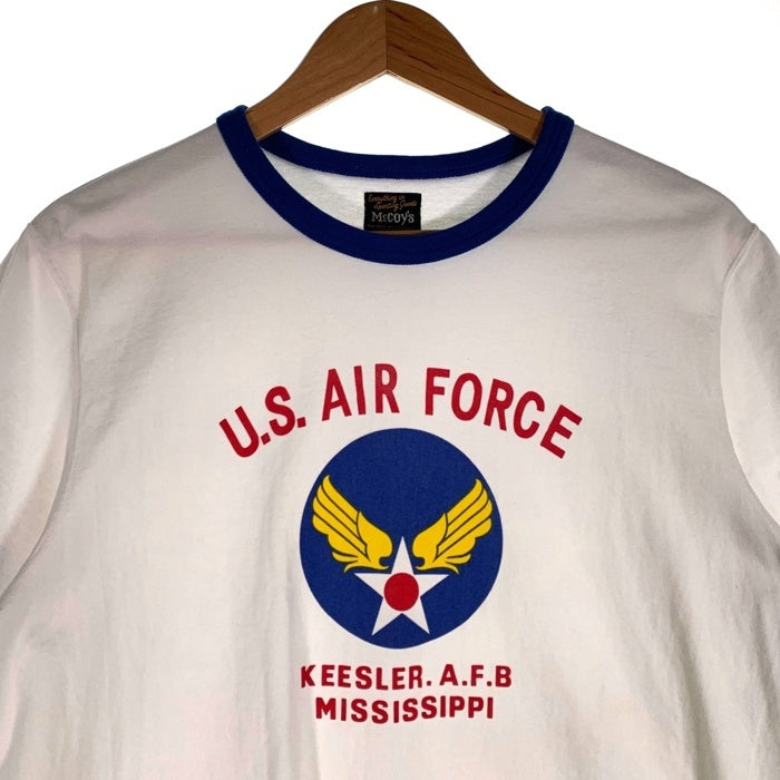 THE REAL McCOY'S リアルマッコイズ U.S.AIR FORCE プリント リンガーTシャツ ホワイト ブルー Size M 福生店