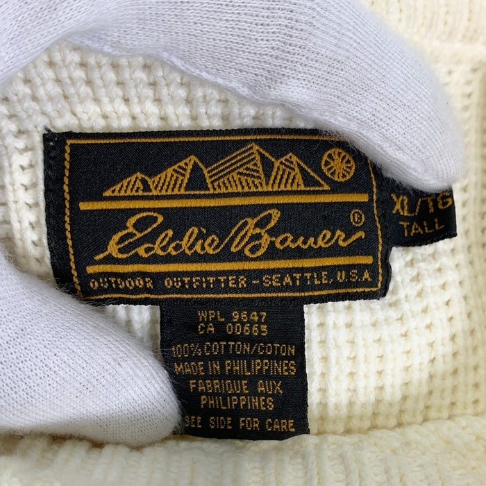 90's Eddie Bauer エディーバウアー コットン クルーネックセーター ホワイト フィリピン製 Size XL 福生店