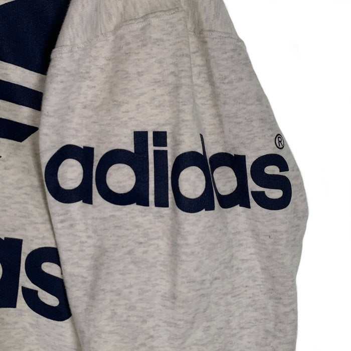 80-90's adidas アディダス トレフォイルプリント プルオーバースウェットパーカー オートミール デサント 日本製 Size L 福生店