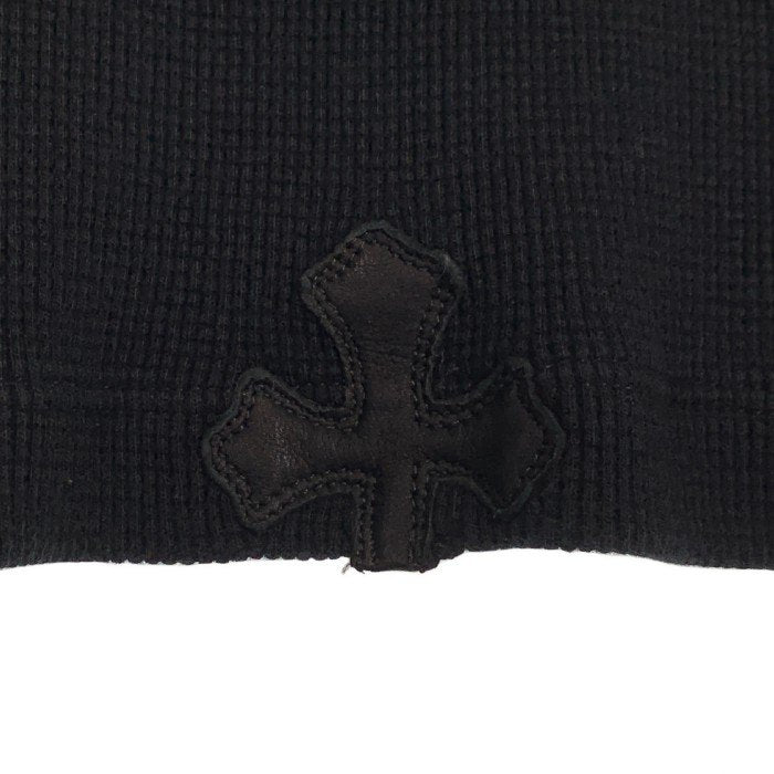 Chrome Hearts クロムハーツ Y NOT CROSS PTCHS THERMAL CREW L/S TEE サーマルカットソー ロングスリーブ レザークロスパッチ ブラック Size M 福生店