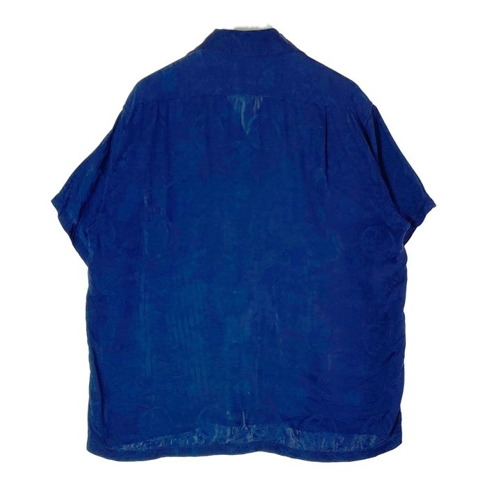 EVISU エヴィス ジャガード織 和柄 レーヨン オープンカラー アロハシャツ ブルー size40 瑞穂店