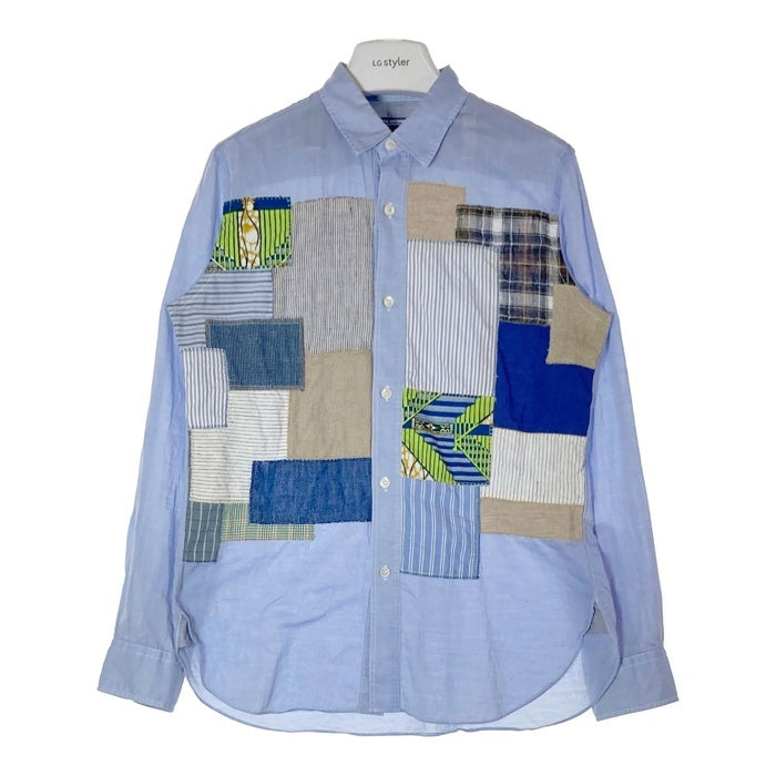 JUNYA WATANABE COMME des GARCONS MAN ジュンヤワタナベ コムデギャルソンマン AD2015 WQ-B011 リネン混パッチワーク 長袖シャツ ブルー sizeS 瑞穂店