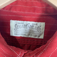 SUGAR CANE シュガーケーン ウォバッシュストライプ ワークシャツ 長袖 チンストラップ レッド SC28340 Size M 福生店