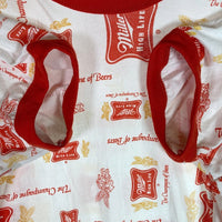 US古着 70’s～80’s MILLER HIGH LIFE ビールメーカー 総柄ロゴ トリムTシャツ レッド sizeM 瑞穂店