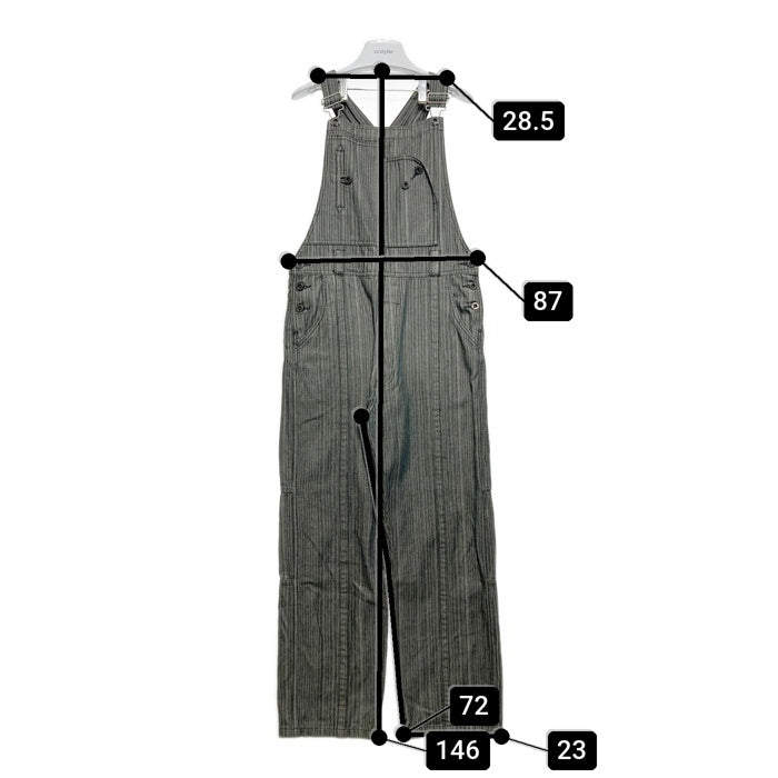 PPFM ピーピーエフエム ヒッコリーストライプ サロペット ブラック sizeM 瑞穂店