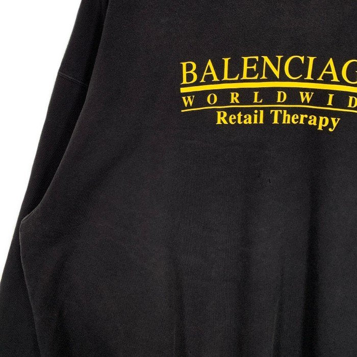 BALENCIAGA バレンシアガ Worldwide Retail Therapy クルーネックスウェットトレーナー ブラック USED/ダメージ加工 676629 TLVA9 Size XL 福生店