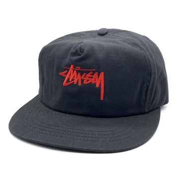 80-90's STUSSY ステューシー ストックロゴ刺繡 5パネルキャップ ブラック オールド タグなし 福生店