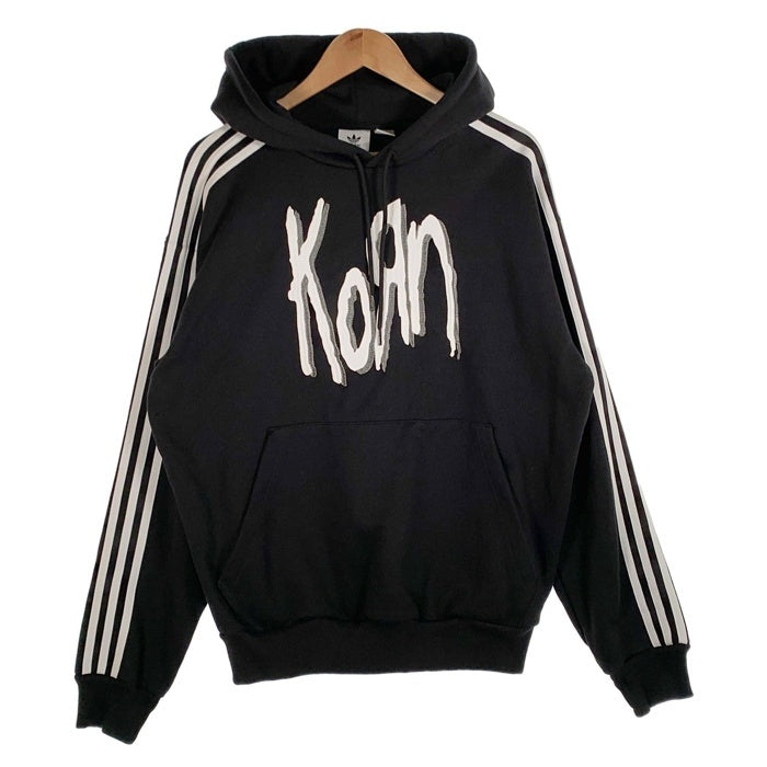 adidas アディダス Korn コーン HOODIE スリーストライプ プルオーバースウェットパーカー ブラック IN9102 Size JP XS 福生店
