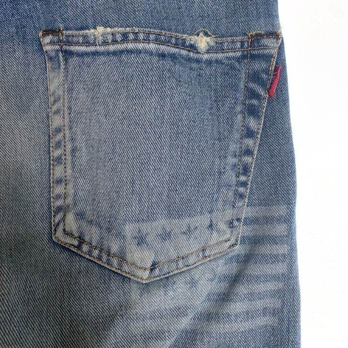 TMT ティーエムティー ダメージ リペア加工 ストレートデニムパンツ インディゴ TPT-S1503 Size M30 福生店