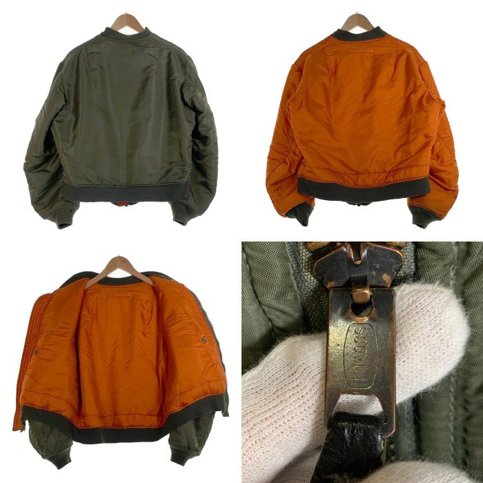 60`s U.S. ARMY 米空軍 SPORTS MASTERS スポーツマスター 縦ステッチ MA-1 ミリタリー フライトジャケット オリーブ 8415-818-7353 DSA-100-69-C-2767 Size L 福生店