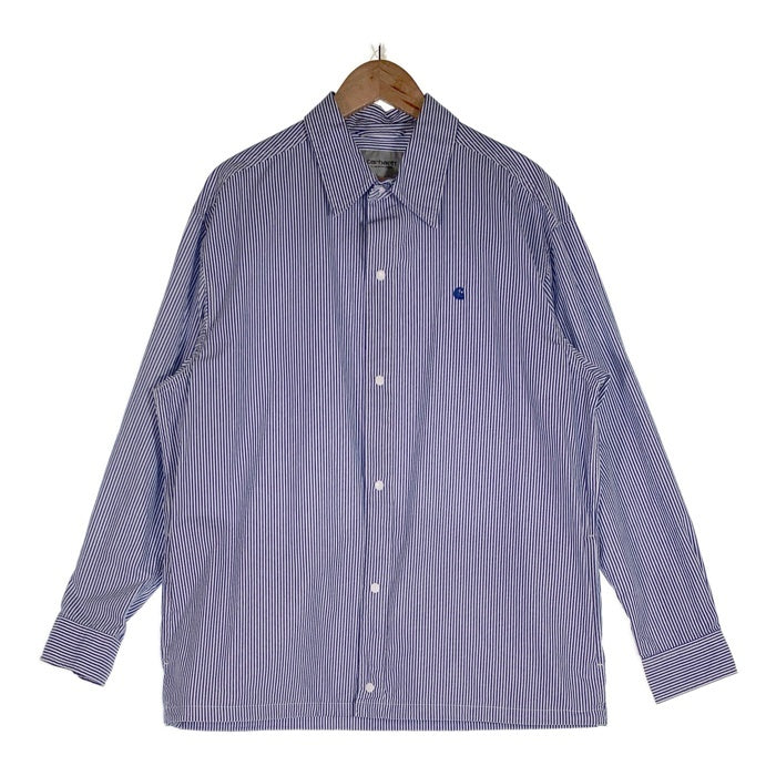 Carhartt WIP カーハートワークインプログレス L/S ASHER SHIRT ロングスリーブ アッシャーシャツ ストライプ ホワイト ブルー スナップボタン Size S 福生店