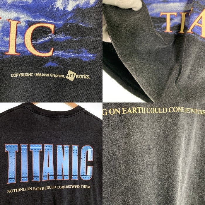 90's TITANIC タイタニック プリント 半袖 Tシャツ ブラック 1998コピーライト giant USA製 Size XL 福生店