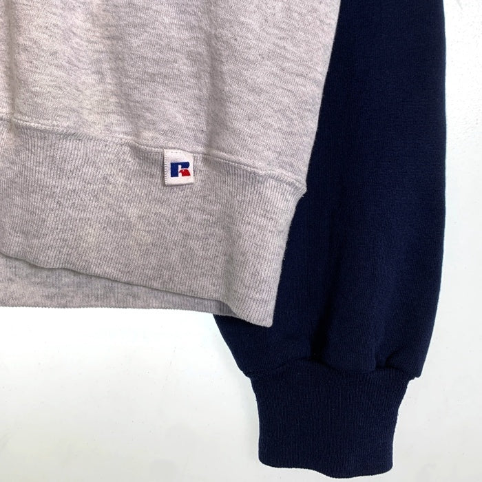 90's RUSSELL ATHLETIC ラッセルアスレチック 2トーン プルオーバースウェットパーカー グレー ネイビー USA製 Size XL 福生店