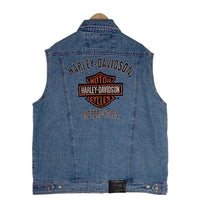 HARLEY DAVIDSON ハーレーダビッドソン BAR & SHIELD LOGO DENIM VEST デニムベスト ワッペン 刺繡 ライトブルー Size XL 福生店