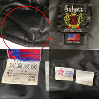 Schott ショット ラムレザー 羊革 コヨーテ ファー ダウン ジャケット ブラック USA製 Size 34 福生店