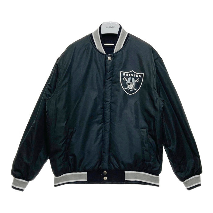 NFL LAS VEGAS RAIDERS ラスベガス・レイダース リバーシブル ウールジャケット スタジャン ブラックxグレー TEAM APPAREL Size L 瑞穂店