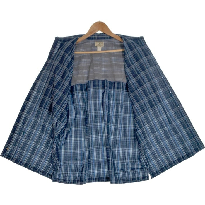 L.L.Bean エルエルビーン シアサッカーチェックシャツ 半袖 ポリエステル フィッシング ネイビー Size L 福生店