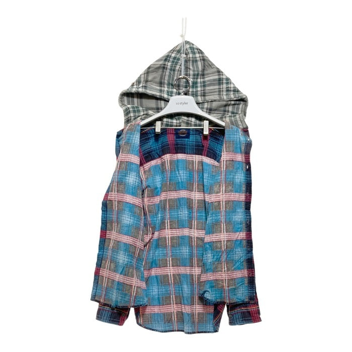 SAUGATUCK ソーガタック プリントネル フード付きシャツ ブルー size- 瑞穂店