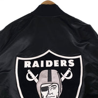 80-90's NFL RAIDERS レイダース ナイロンスタジャン 中綿 刺繡 ワッペン ブラック STARTER PRO LINE USA製 Size XL 福生店