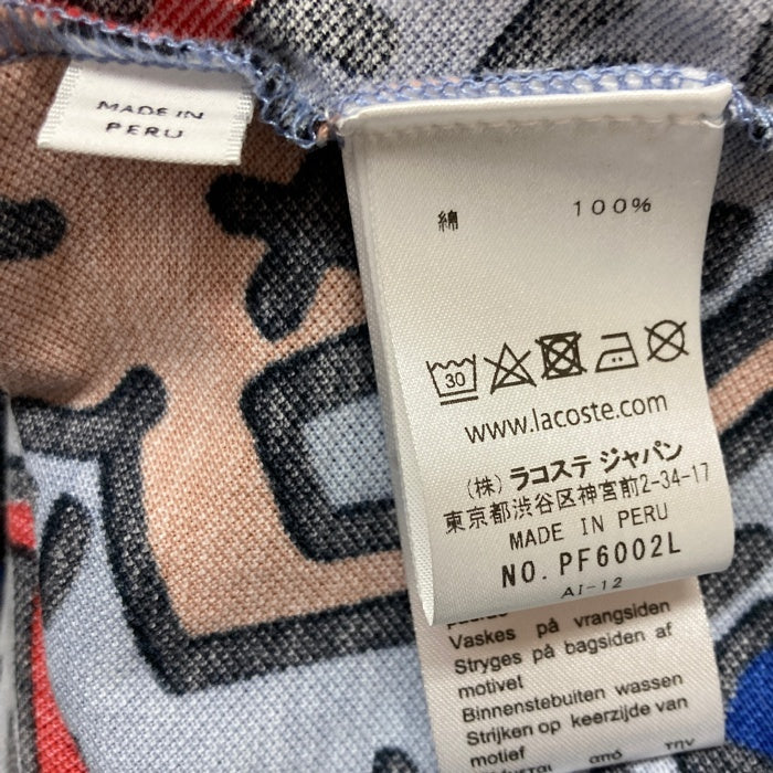 LACOSTE ラコステ Ketih Haring キース へリング 総柄 ポロシャツ ブルー size38 瑞穂店