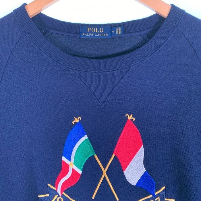 POLO RALPH LAUREN ポロ ラルフローレン クロスフラッグ クルーネック スウェット トレーナー ネイビー Size M 福生店