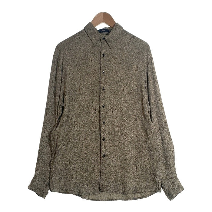 90's phiz フィズ レーヨン 長袖 ビスコースシャツ ベージュ ブラック Size S 福生店