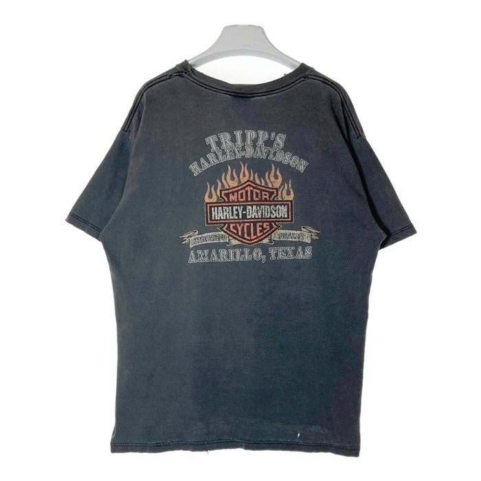 Harley-Davidson ハーレーダビッドソン USA製 フレイムロゴ TRIPP'S AMARILLO TEXAS Tシャツ フェードブラック sizeXL 瑞穂店