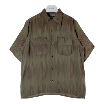 Needles ニードルズ S/S Classic Shirt -R/N Wave Stripe Jq. クラシックシャツ 開襟 半袖 ジャカード ブラウン MR147 Size M 瑞穂店